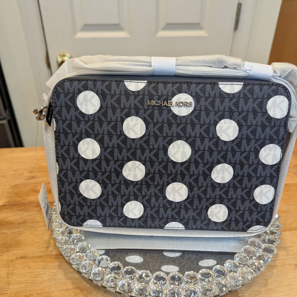 MICHAEL KORS Jet Set Large Polka Dot Signature Logo Crossbody Bag NWT - Picture 6 of 8